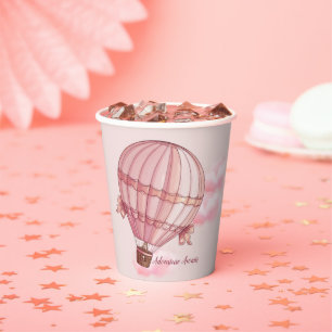 Adventure Awaits Pink Hot Air Balloon Baby Shower Paper Cups