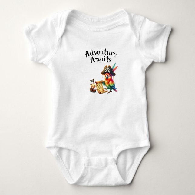 Adventure Awaits Pirate Parrot Baby Bodysuit (Front)