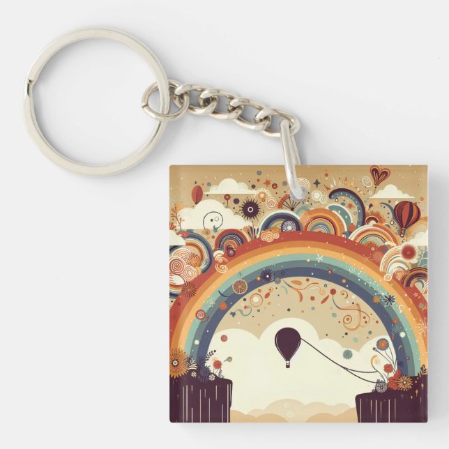Adventure Awaits Rainbow Key Ring (Front)