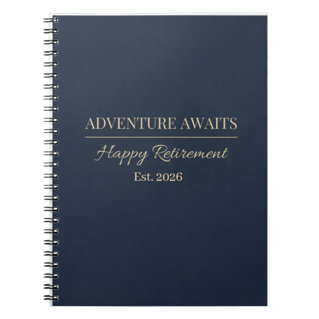 Adventure Awaits Retirement Est Year Notebook (Front)