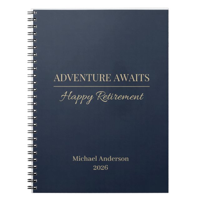 Adventure Awaits Retirement Name Year Notebook (Front)