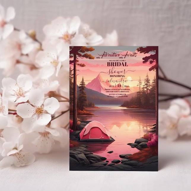 Adventure Awaits Retro Mountain Bridal Shower Invitation (Creator Uploaded)