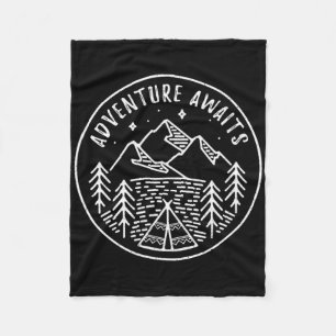 Adventure Awaits Retro Summer Camp Tent Shirt For Fleece Blanket