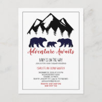 Adventure Awaits Rustic Woodland Bear Baby Shower