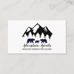 Adventure Awaits Rustic Woodland Bears Wilderness  Business Card