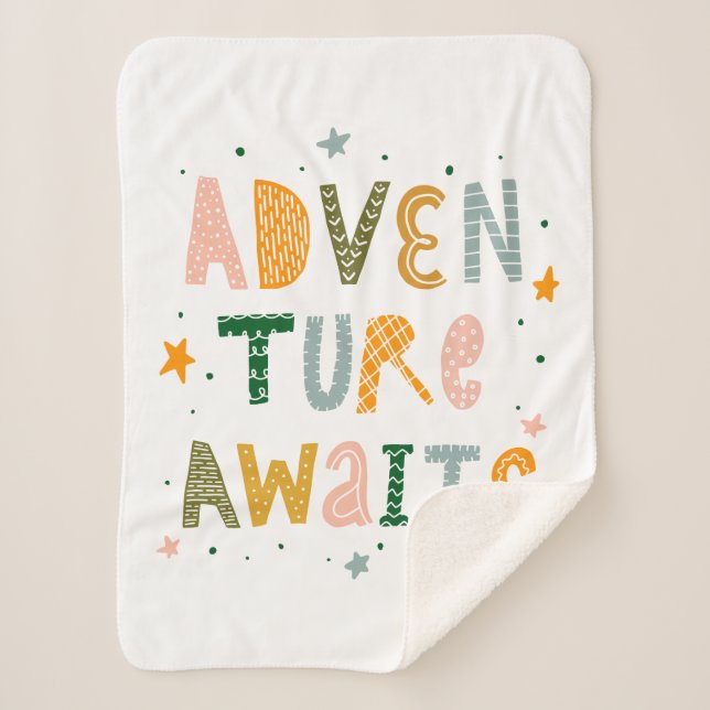 Adventure Awaits Sherpa Blanket (Front)