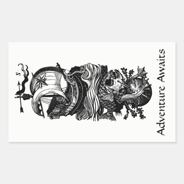 Adventure Awaits Ship Bookplate Stickers (Front)