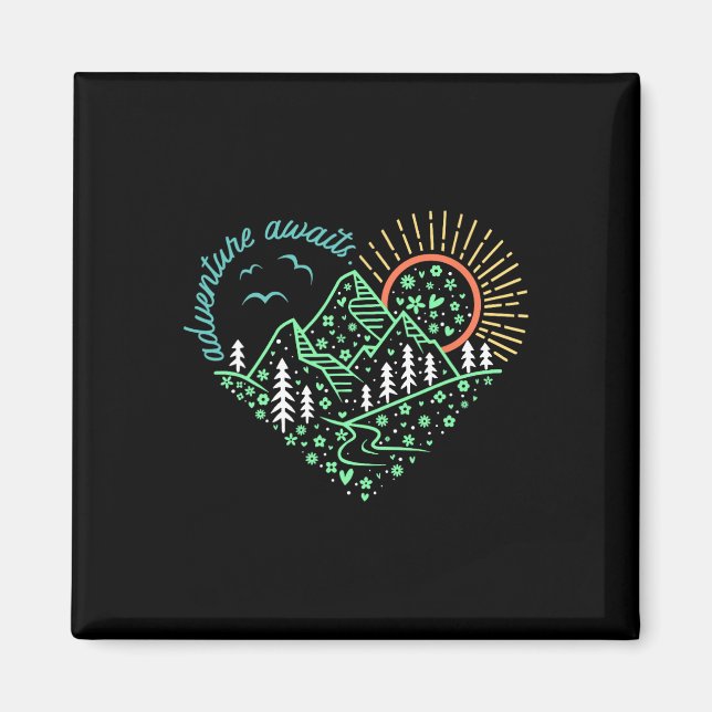 Adventure Awaits Shirt Explore More Nature Hiking  Magnet (Front)