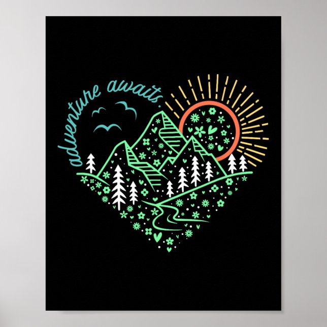 Adventure Awaits Shirt Explore More Nature Hiking  Poster (Front)