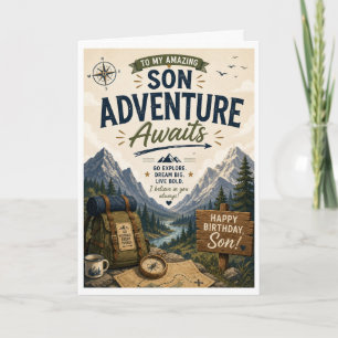 Adventure Awaits Son Birthday Card