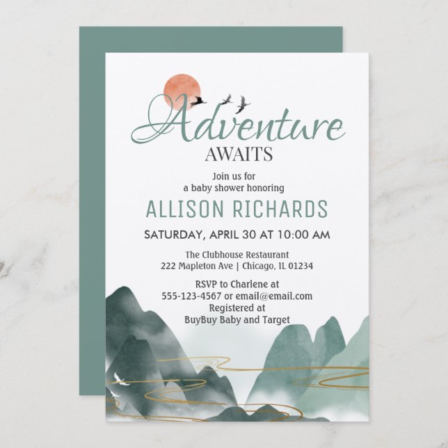 Adventure awaits south korea travel baby shower   invitation (Front/Back)