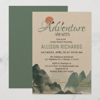 Adventure awaits south korea travel baby shower invitation