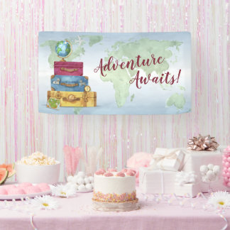 Adventure Awaits Suitcases Farewell Banner