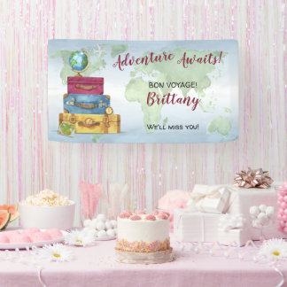 Adventure Awaits Suitcases Farewell Moving Party Banner