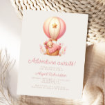 Adventure Awaits Teddy Bear Girl Baby Shower Postcard<br><div class="desc">This cute baby shower invitation postcard features a sweet watercolor teddy bear resting in a pink striped hot air balloon with pink flowers around the basket, above the words "Adventure awaits!" in pink retro script. Personalise the text with the name of the mum-to-be in script and the details in sans...</div>