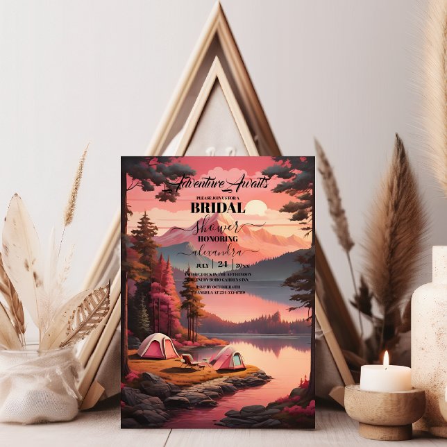 Adventure Awaits Tent Camping Bridal Shower  Invitation (Creator Uploaded)