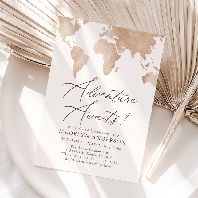 Adventure Awaits Travel Baby Shower Invitation (Creator Uploaded)
