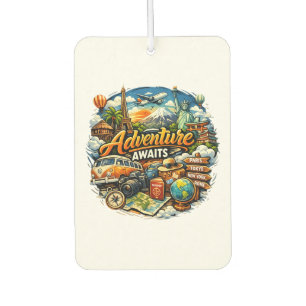 Adventure Awaits Travel Collage Vintage Vacation Car Air Freshener