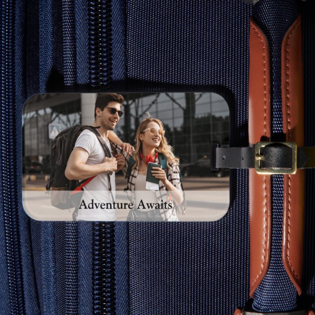 Adventure Awaits Traveller Custom Image Travelling Luggage Tag (Front Insitu 4)