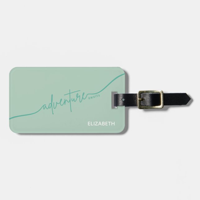 Adventure Awaits Typography Travel Luggage Tag (Front Horizontal)