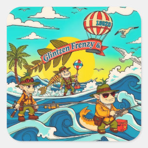  Adventure Awaits Under the Waves! Square Sticker
