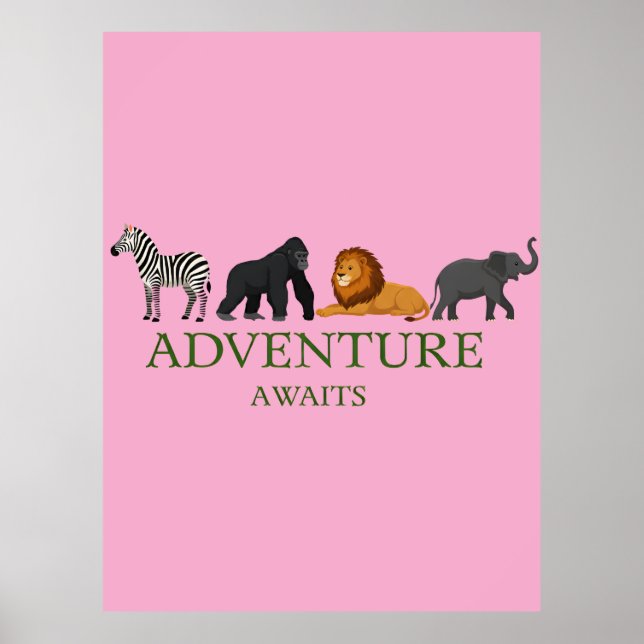 Adventure Awaits - Vintage Binoculars and Mountain Poster (Front)