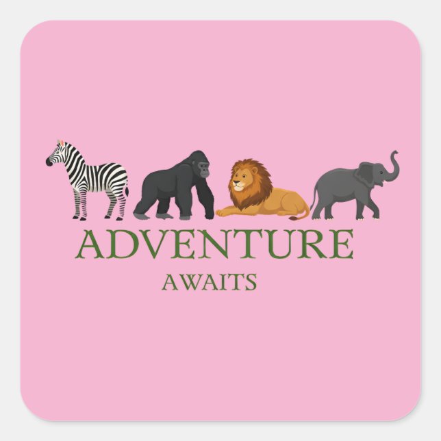Adventure Awaits - Vintage Binoculars and Mountain Square Sticker (Front)