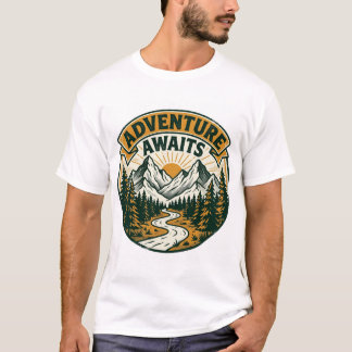Adventure Awaits Vintage Mountain Outdoor T-Shirt