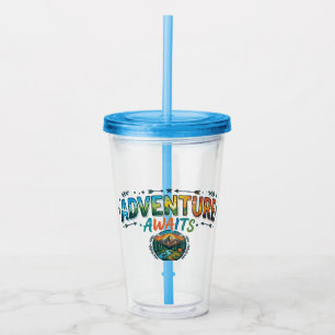 Adventure Awaits Vintage Mountain T-Shirt Acrylic Tumbler