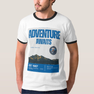 Adventure Awaits Vintage Mountain T-Shirt Retro