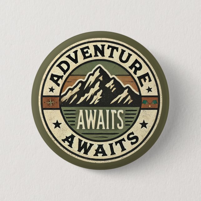 Adventure Awaits - Vintage Outdoors Button (Front)