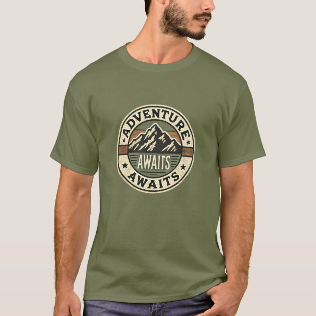Adventure Awaits - Vintage Outdoors T-Shirt (Front)