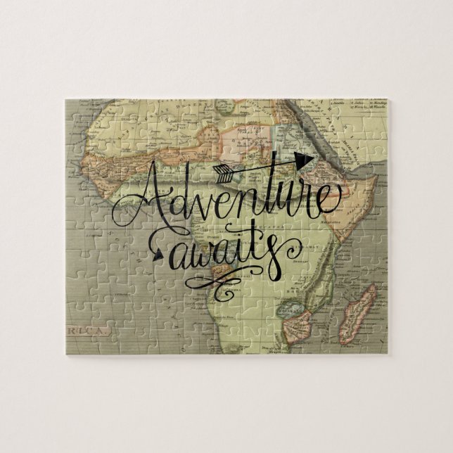 Adventure Awaits Vintage World Map Jigsaw Puzzle (Horizontal)