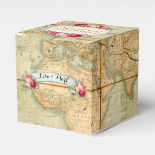 Adventure Awaits Vintage World Map Roses Favour Box