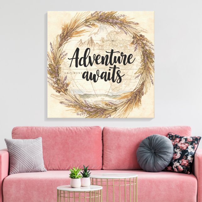 Adventure Awaits Wall Art | Travel and Wanderlust  (Insitu(LivingRoom))
