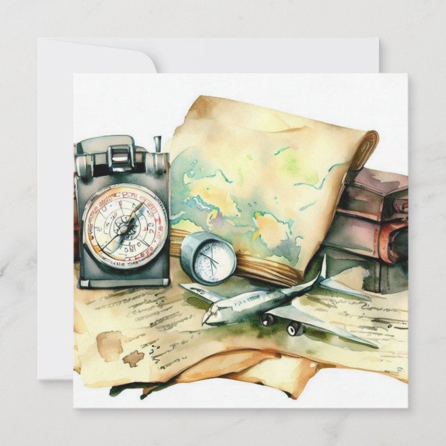 Adventure Awaits:Wanderlust Edition, A Baby Shower Invitation (Front)