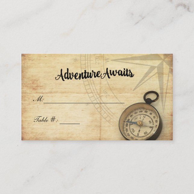 Adventure Awaits Wedding Place Card (Front)