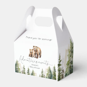 Adventure awaits wild forest bear baby shower favour box