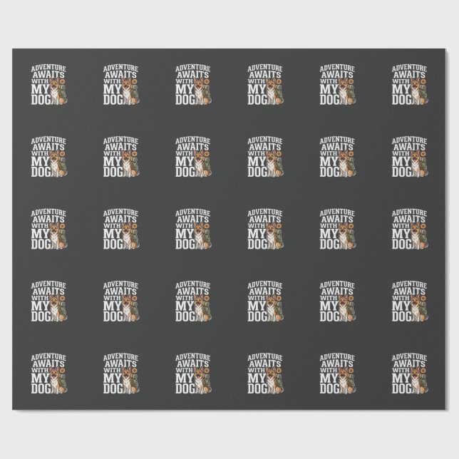 Adventure Awaits With My Dog Hiking Wrapping Paper (Flat)