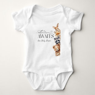 Adventure Awaits Woodland Animals Baby Shower Bodysuit