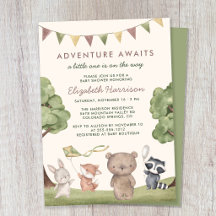 Adventure Awaits Woodland Animals Baby Shower