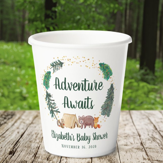 Adventure Awaits Woodland Animals Baby Shower Paper Cups (Creator Uploaded)