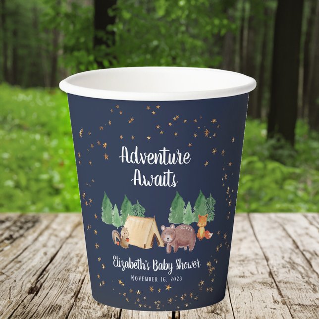 Adventure Awaits Woodland Animals Baby Shower Paper Cups (Creator Uploaded)