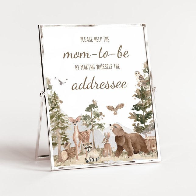 Adventure Awaits Woodland Animals Envelope Station Poster (Woodland Animals Adventure Awaits Baby Shower Envelope Station Sign)