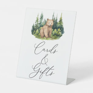 Adventure Awaits Woodland Baby Shower Cards & Gift Pedestal Sign