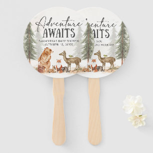 Adventure Awaits Woodland Baby Shower Hand Fan
