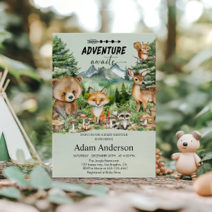 Adventure Awaits Woodland Baby Shower Invitation