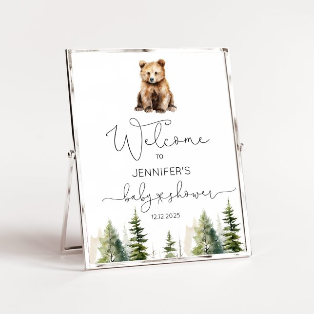 Adventure awaits woodland baby shower welcome poster (Creator Uploaded)