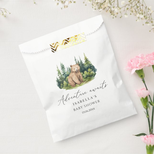 Adventure Awaits Woodland Bear Baby Shower Favour Bags (Sealed)