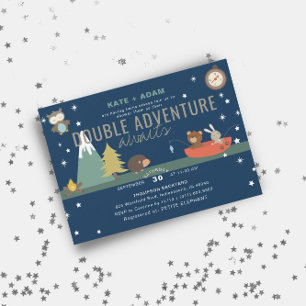 Adventure Awaits Woodland Boy Adoption Baby Shower Invitation